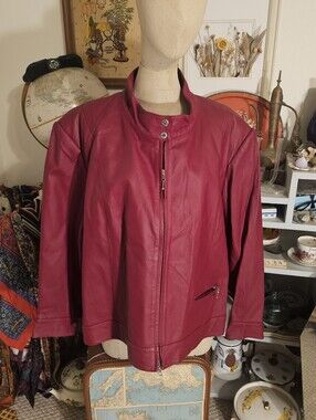 100% Leather Red Jacket - 22